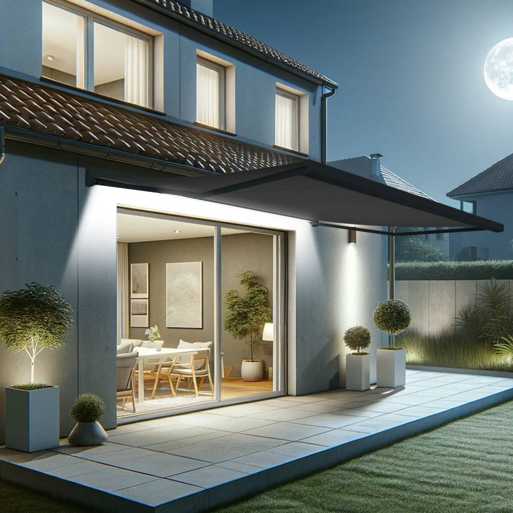 Intersun - Store banne coffre SOA 5,00x3,50 M (Motorisé Secours à Télécommande + LED - Gris Anthracite - Gris Graphite) - INTERSUN - Imagen 3