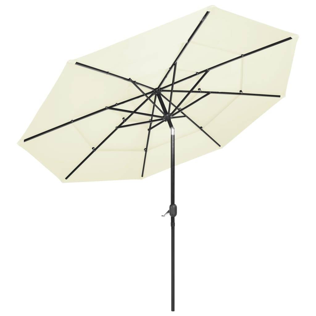Vidaxl - Parasol de jardin à 3 niveaux avec mât en aluminium sable 3 m vidaXL 313868 - Imagen 9