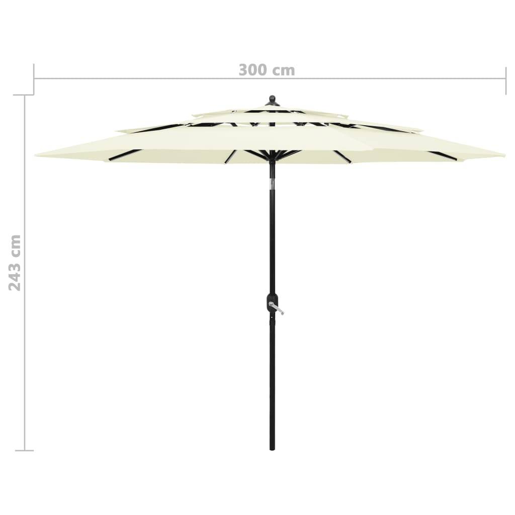 Vidaxl - Parasol de jardin à 3 niveaux avec mât en aluminium sable 3 m vidaXL 313868 - Imagen 3