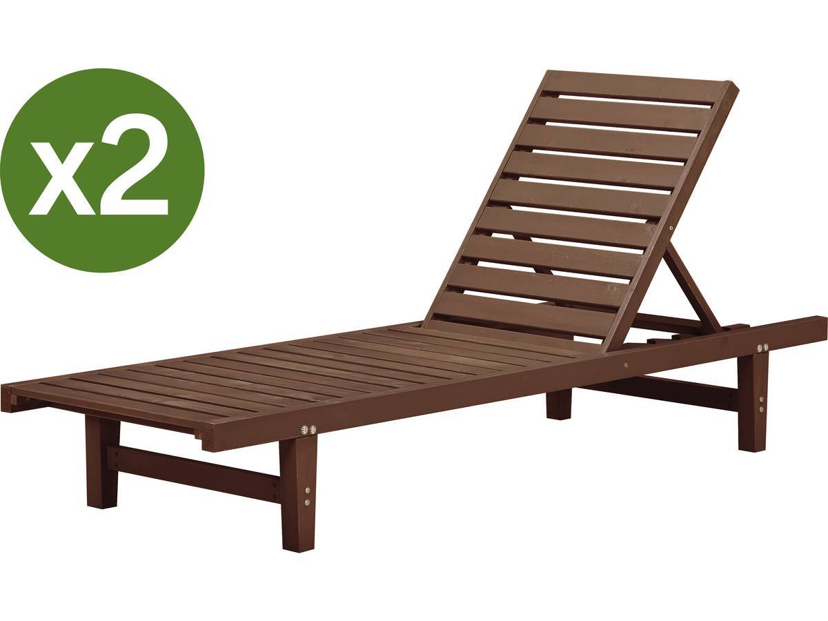 Habitat Et Jardin - Lot De 2 Bains De Soleil En Bois "rawai" - Marron -habitat Et Jardin - Imagen 1