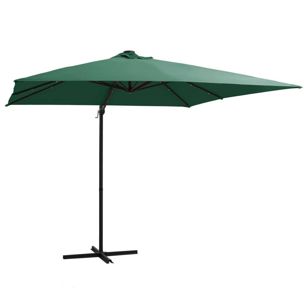 Helloshop26 - Parasol déporté avec led et mât en acier 250 x 250 cm vert - Imagen 1