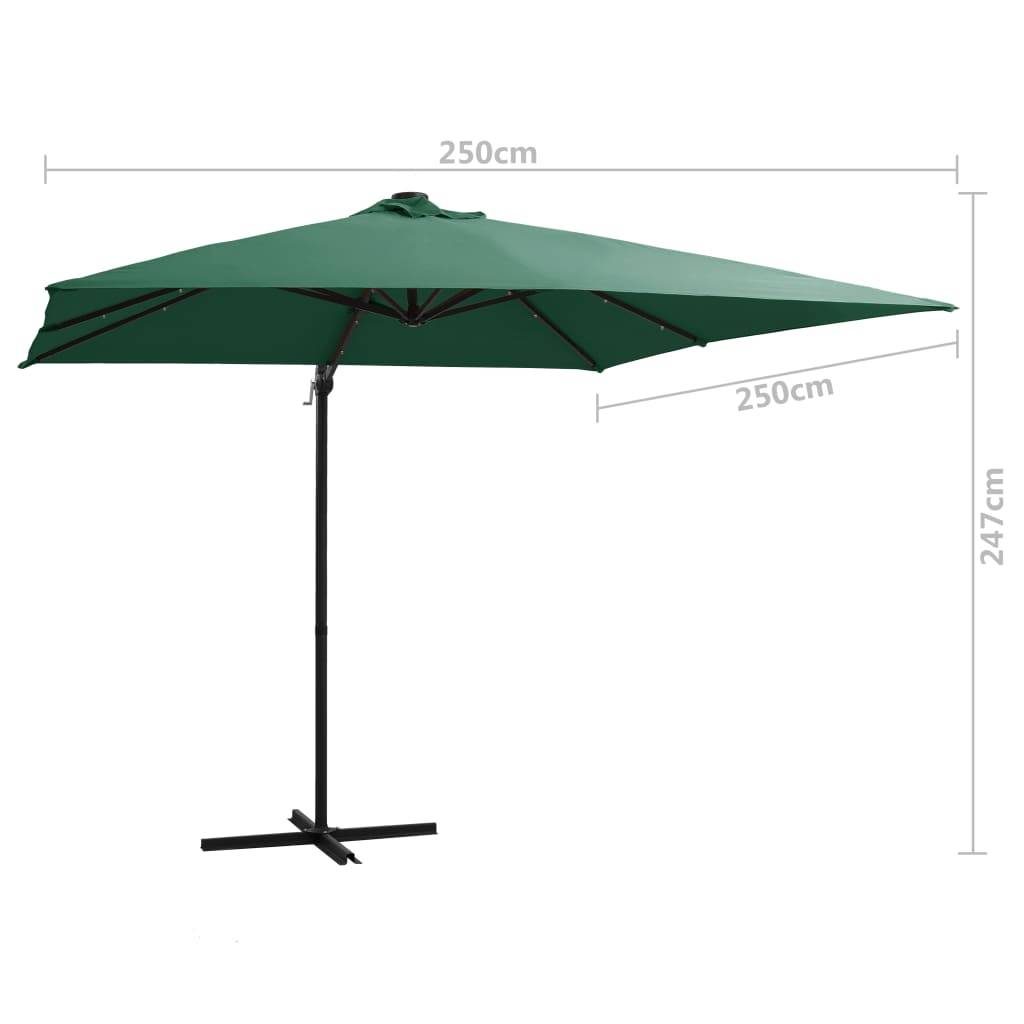 Helloshop26 - Parasol déporté avec led et mât en acier 250 x 250 cm vert - Imagen 8