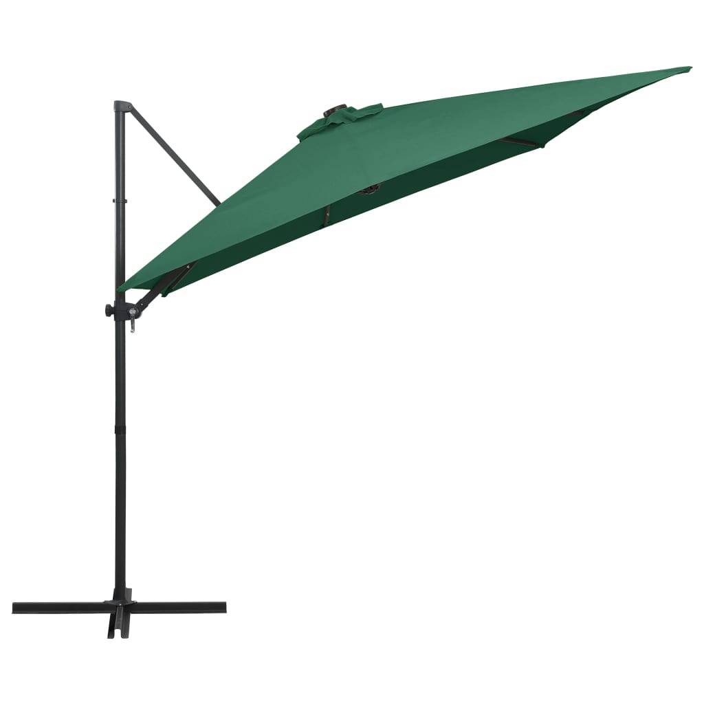 Helloshop26 - Parasol déporté avec led et mât en acier 250 x 250 cm vert - Imagen 4