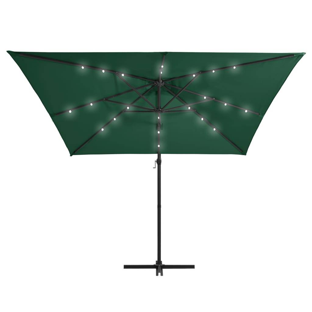 Helloshop26 - Parasol déporté avec led et mât en acier 250 x 250 cm vert - Imagen 3