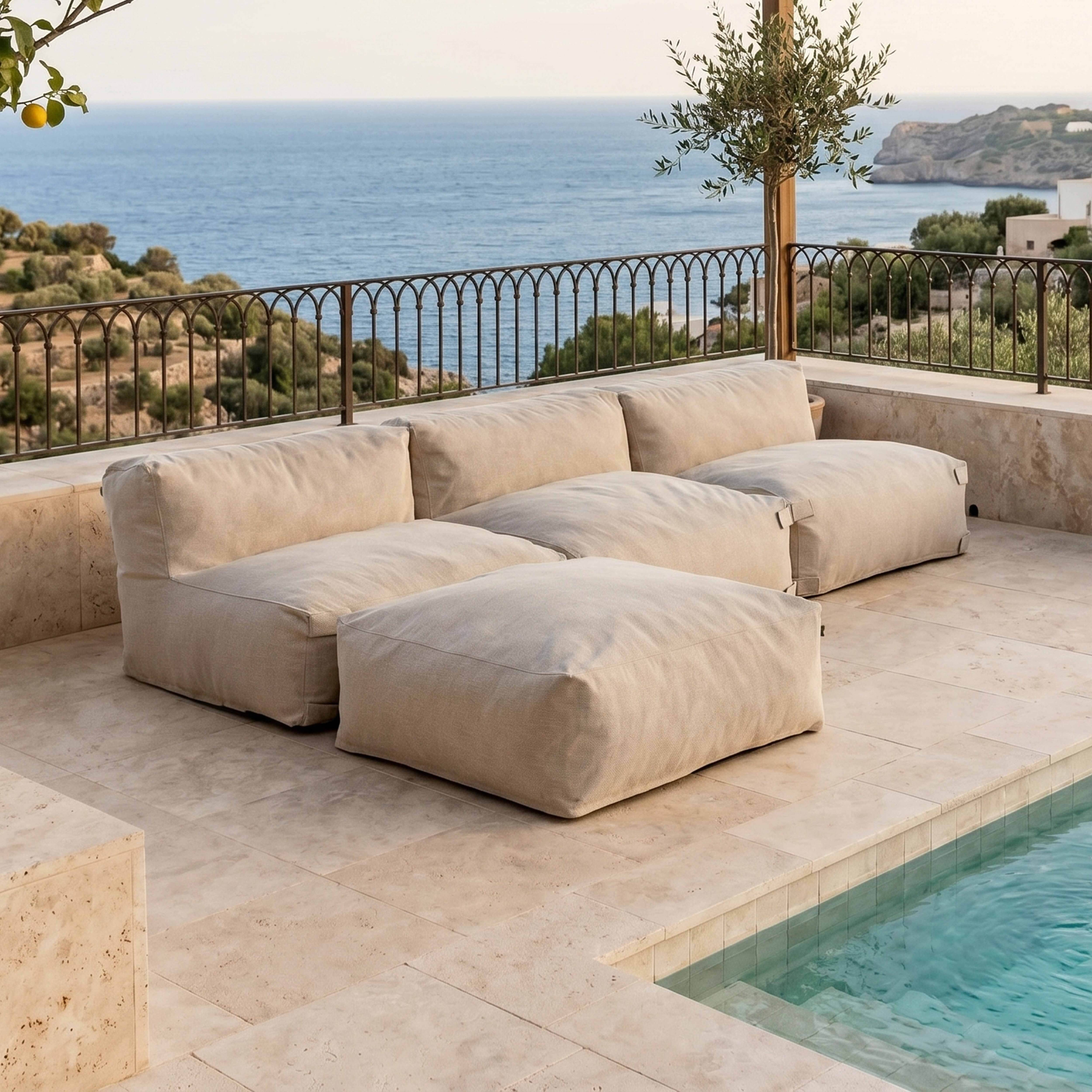 Oviala - Canapé de jardin modulable 4 places beige Mixi - Oviala - Imagen 1