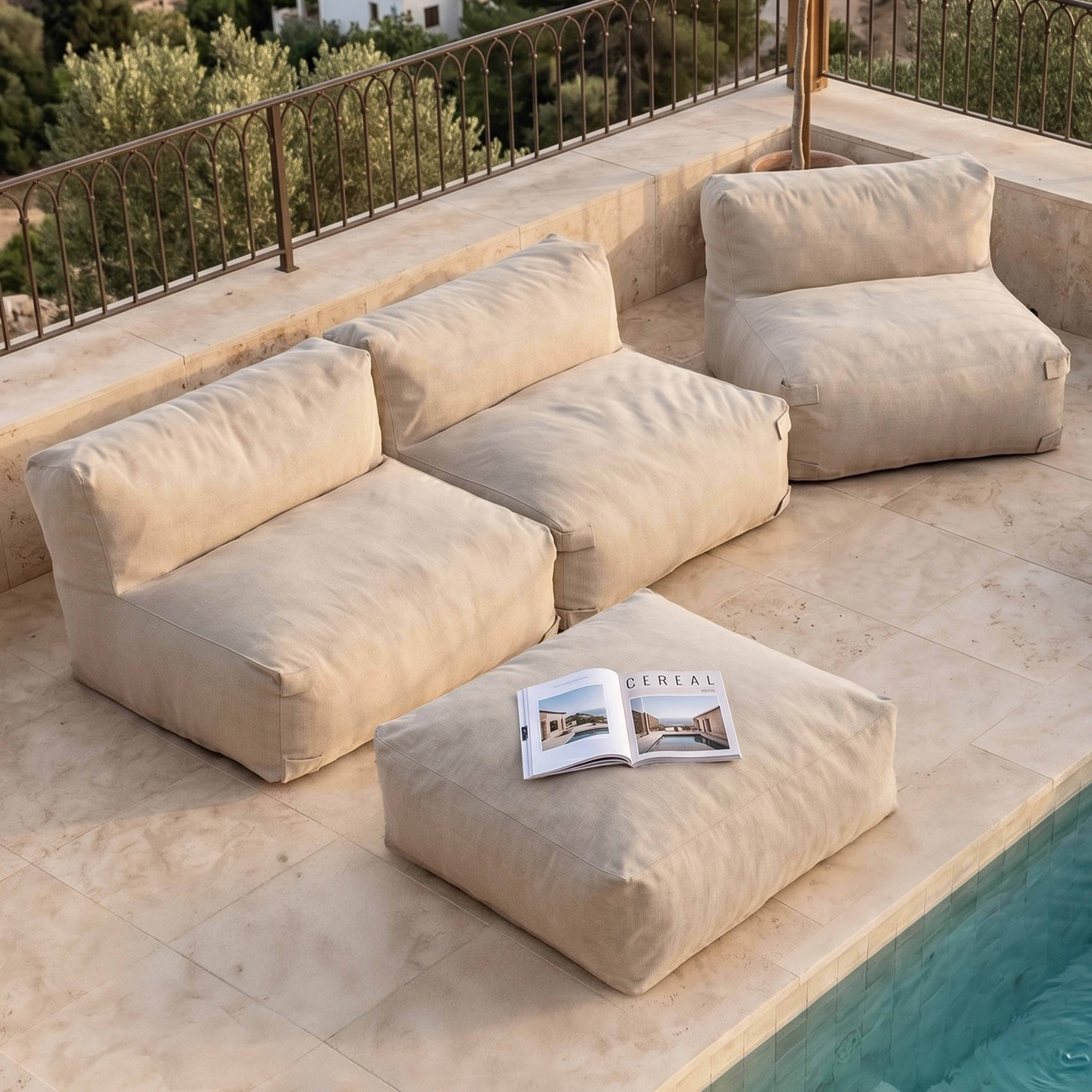 Oviala - Canapé de jardin modulable 4 places beige Mixi - Oviala - Imagen 3