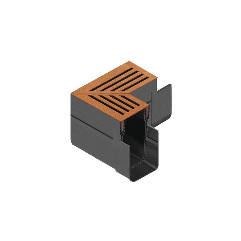 Caniveau étroit 6 cm Grille acier corten - SLIMLINE - ACO -       Élément d'angle - Image 2