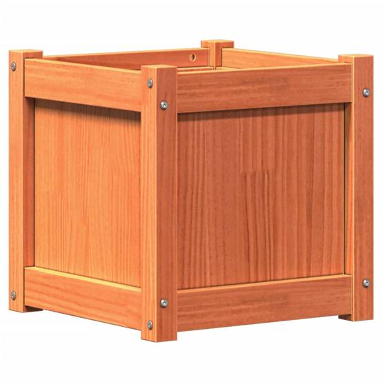 Jardinière bois de pin massif cire marron 40 x 40 x 40 cm - PANGIVO - Image 2