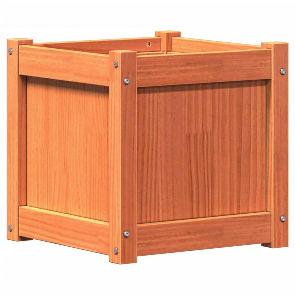 Jardinière bois de pin massif cire marron 40 x 40 x 40 cm - PANGIVO - Image 2