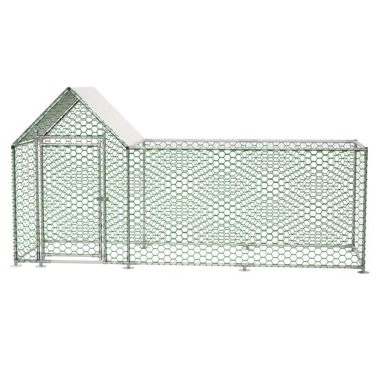 Poulailler enclos acier galvanisé pour volailles et lapins toit étanche 3x1x1,5m argenté - ComfortXL Outdoor Living - Image 8