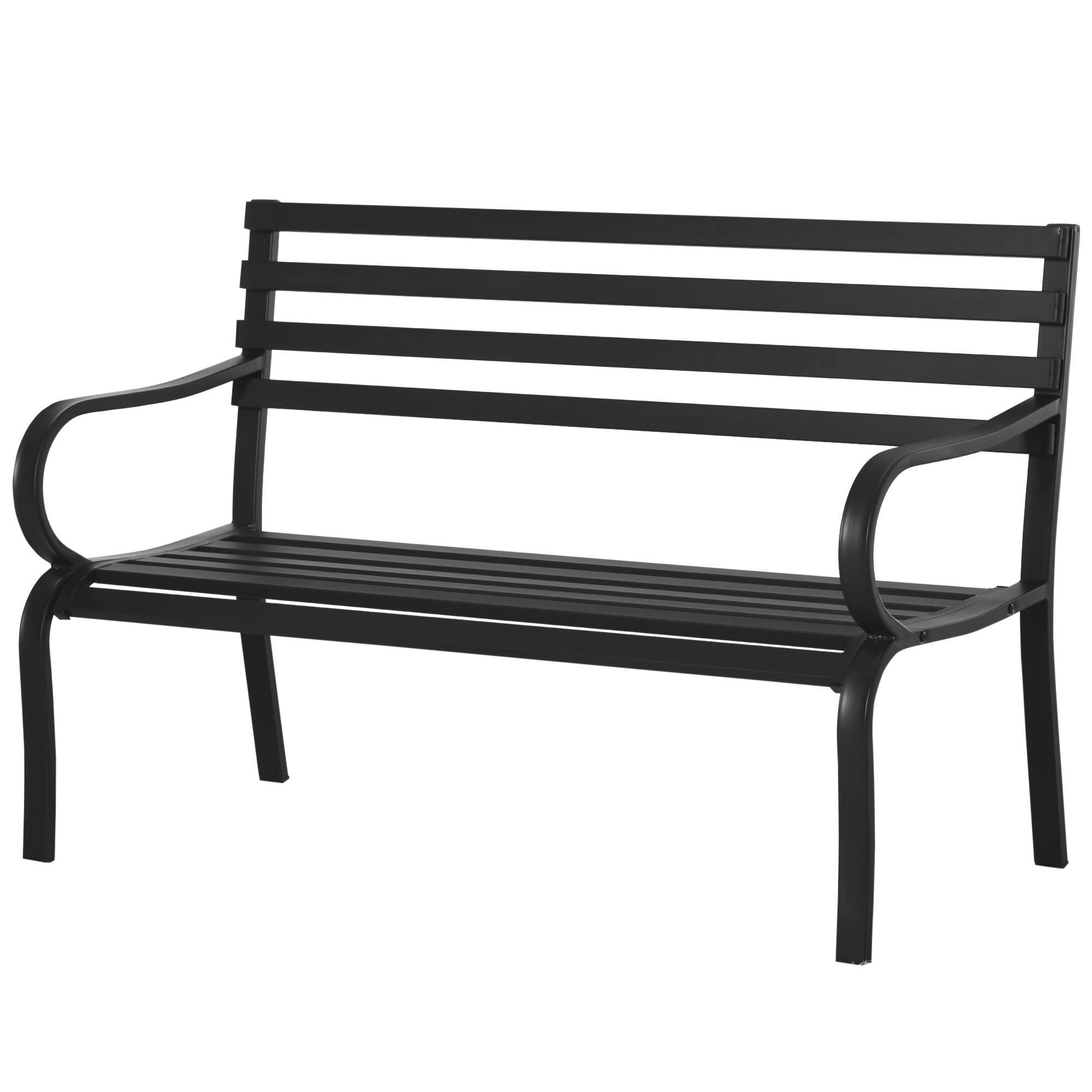 ComfortXL - Banc de Jardin 2 Places Métal Terrasse Lignes Harmonieuses 127x58x82cm Noir - ComfortXL Outdoor Living - Image 2