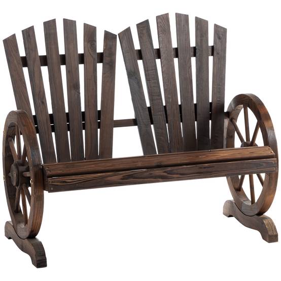 ComfortXL - Banc de jardin 2 places en sapin massif brun foncé 108 x 66 x 95 cm dossier incurvé et accoudoirs rustiques - Image 10