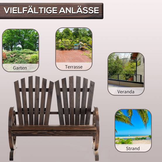 ComfortXL - Banc de jardin 2 places en sapin massif brun foncé 108 x 66 x 95 cm dossier incurvé et accoudoirs rustiques - Image 7