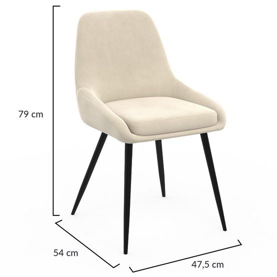 Lot de 4 chaises THALYA en velours beige avec accoudoirs - Image 6