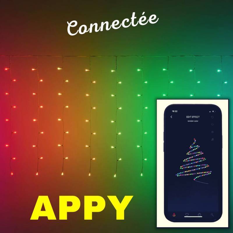 Lotti - Rideau Lumineux connecté 4m H90cm APPY 180 LED RGB smartphone APPlication Bluetooth Lotti - Imagen 1