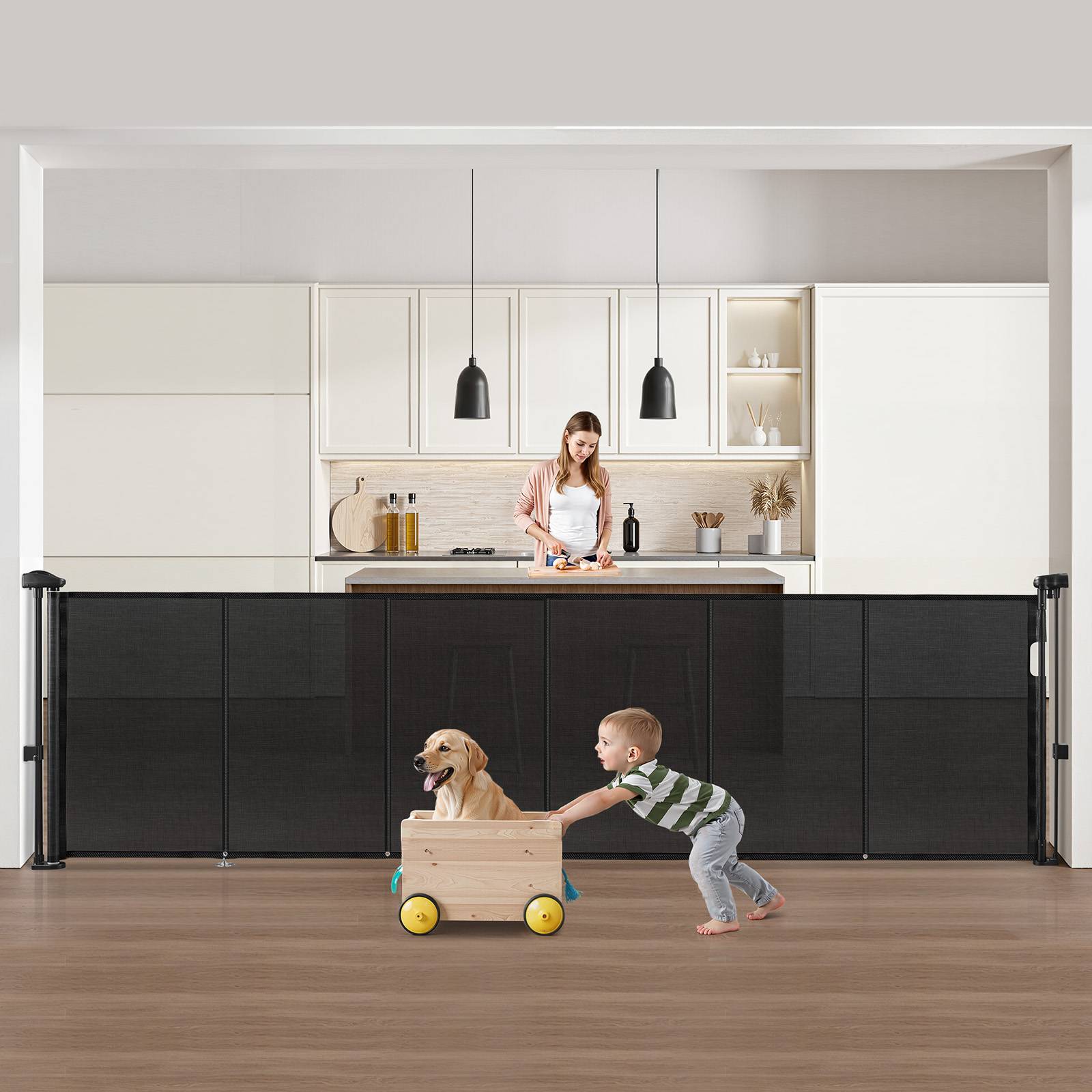 Vevor - VEVOR Barrière de sécurité rétractable jusqu’à 280 cm, hauteur 87 cm, maille robuste, anti-ramper, installation ajustable, noir. - Image 1