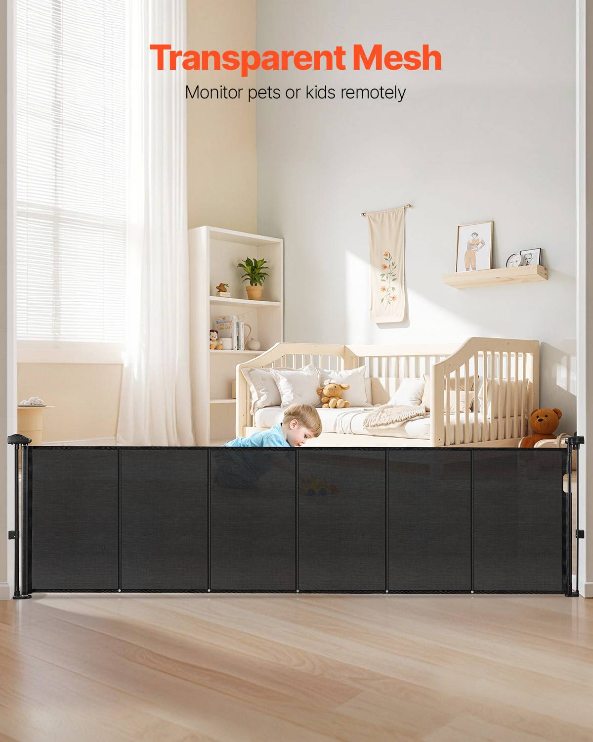 Vevor - VEVOR Barrière de sécurité rétractable jusqu’à 280 cm, hauteur 87 cm, maille robuste, anti-ramper, installation ajustable, noir. - Image 4