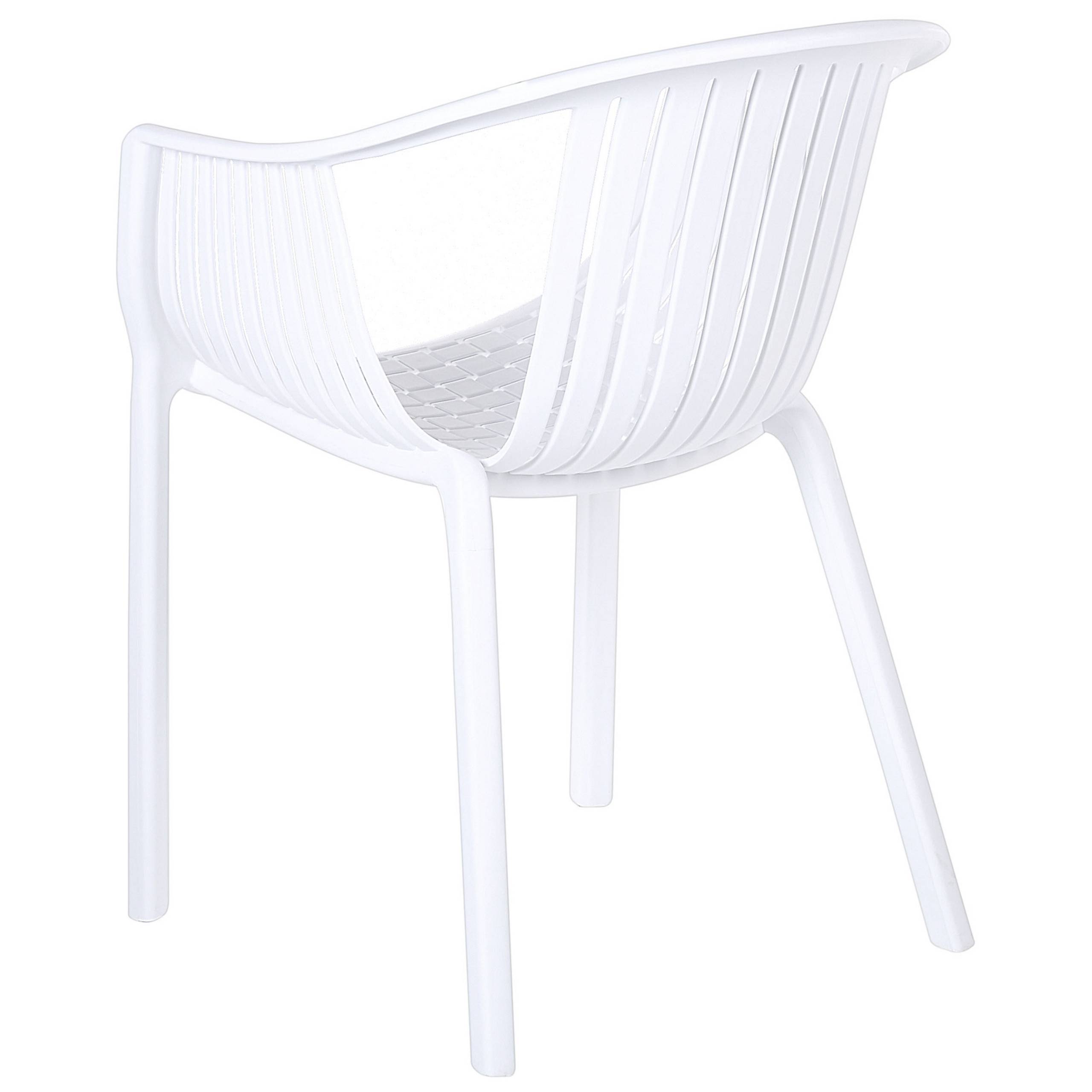 Beliani - Lot de 4 Chaises Empilables Design en Plastique Blanc pour Intérieur et Extérieur Dossier à Lattes au Style Moderne et Scandinave Beliani - Imagen 6
