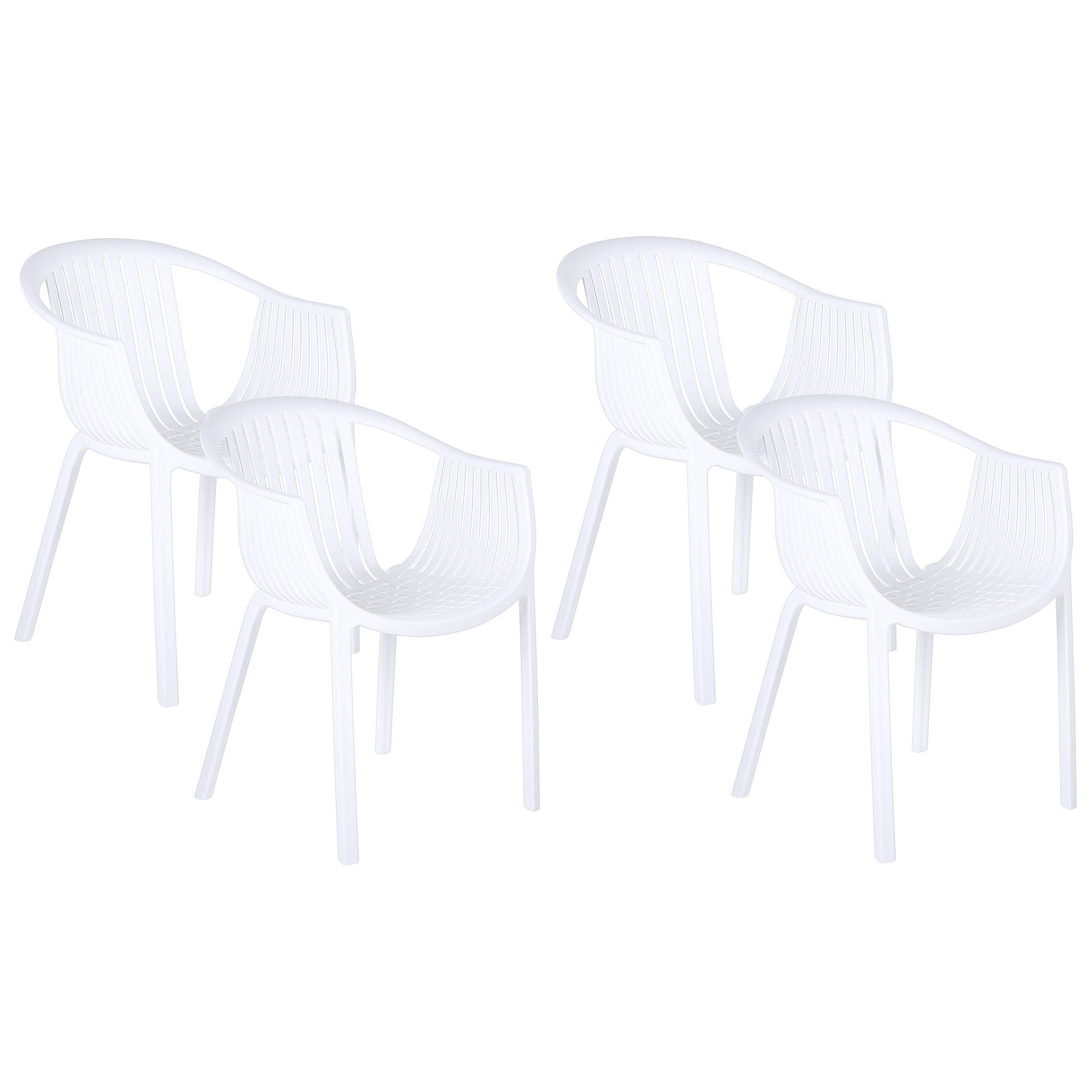 Beliani - Lot de 4 Chaises Empilables Design en Plastique Blanc pour Intérieur et Extérieur Dossier à Lattes au Style Moderne et Scandinave Beliani - Imagen 1