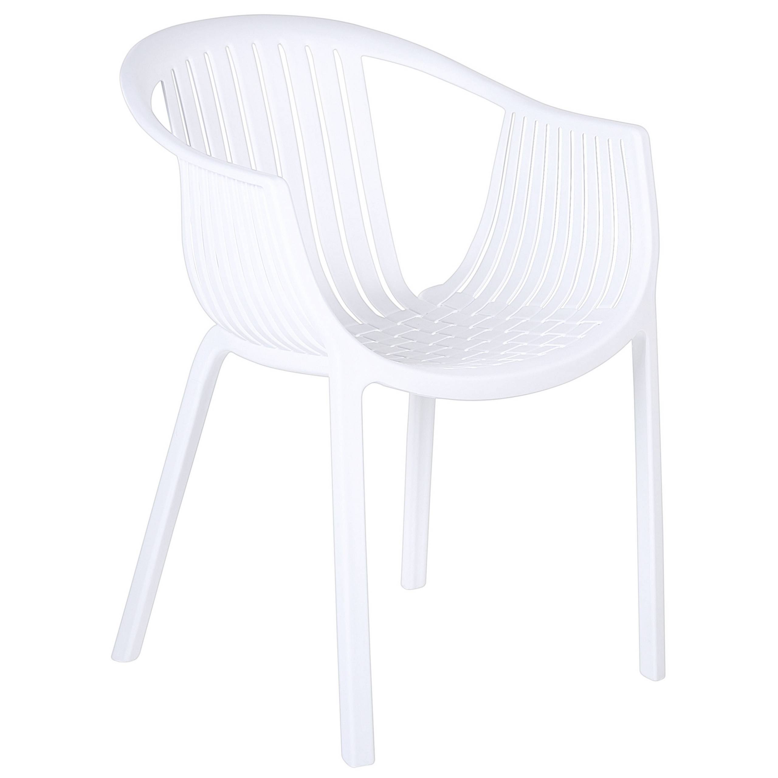 Beliani - Lot de 4 Chaises Empilables Design en Plastique Blanc pour Intérieur et Extérieur Dossier à Lattes au Style Moderne et Scandinave Beliani - Imagen 5