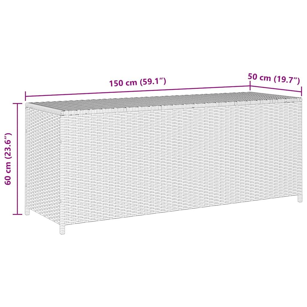 Banc Coffre de Rangement Résine Tressée Multifonction pour Jardin Extérieur Noir 150x50x60 cm – ComfortXL Outdoor Living - Image 9