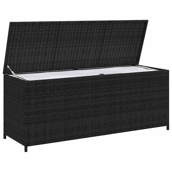 Banc Coffre de Rangement Résine Tressée Multifonction pour Jardin Extérieur Noir 150x50x60 cm – ComfortXL Outdoor Living - Image 3
