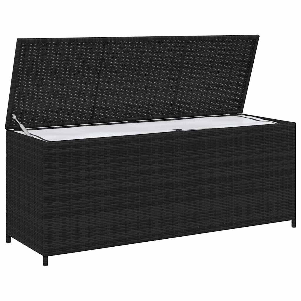 Banc Coffre de Rangement Résine Tressée Multifonction pour Jardin Extérieur Noir 150x50x60 cm – ComfortXL Outdoor Living - Image 3