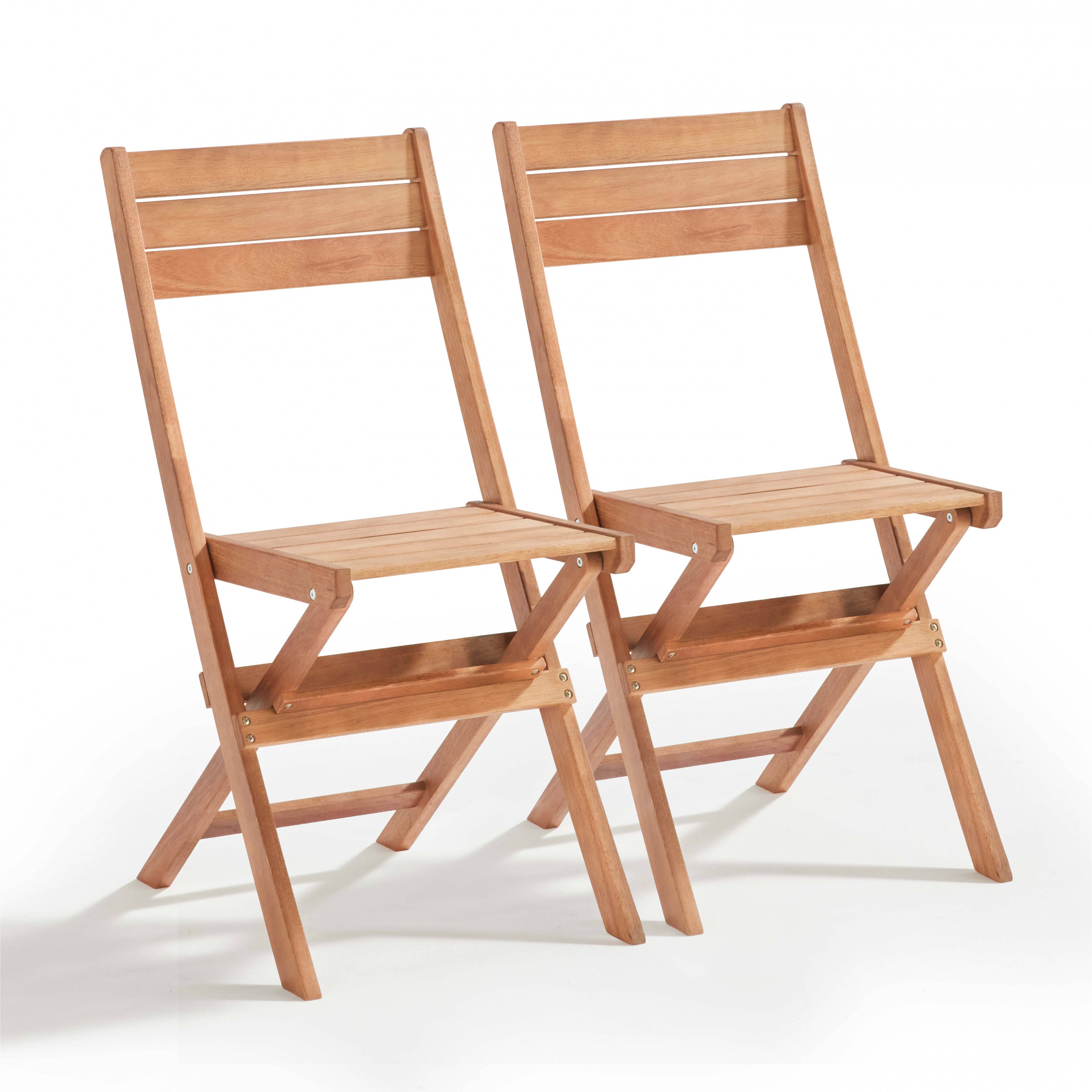 Oviala - Lot de 2 chaises pliantes en bois d'eucalyptus Sete - Oviala - Imagen 1