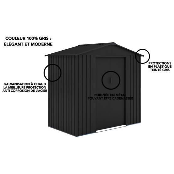 Chalet & Jardin - Abri de jardin en métal – MJ 6 x 4 - 2,5 m² - Anthracite - Image 4