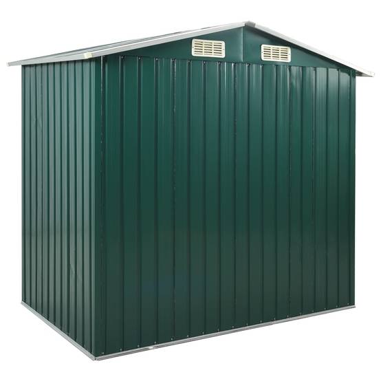 Abri de jardin cabane cabanon maison de stockage remise extérieur hangar outils robuste avec étagère 205 x 130 x 183 cm fer vert - Image 5