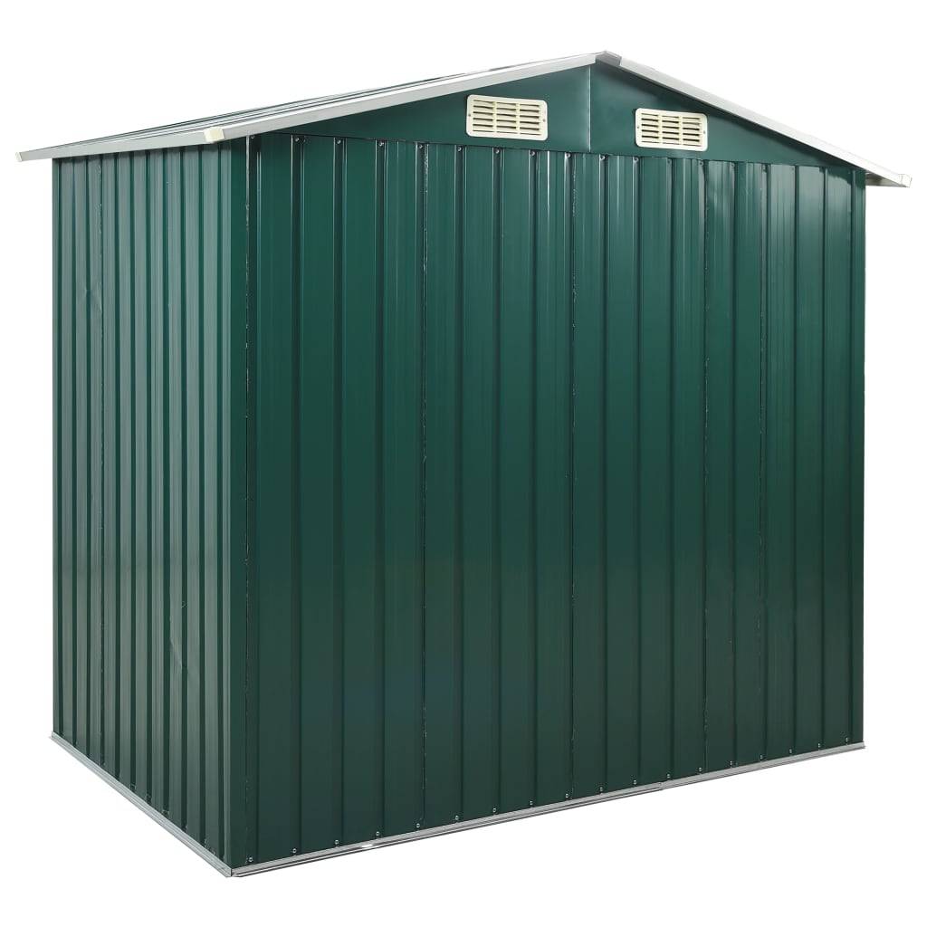 Abri de jardin cabane cabanon maison de stockage remise extérieur hangar outils robuste avec étagère 205 x 130 x 183 cm fer vert - Image 5