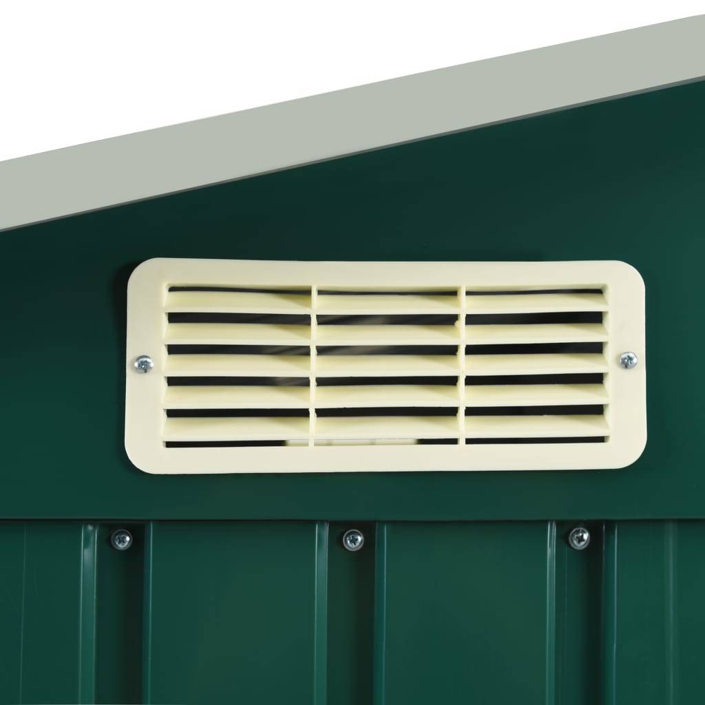 Abri de jardin cabane cabanon maison de stockage remise extérieur hangar outils robuste avec étagère 205 x 130 x 183 cm fer vert - Image 6