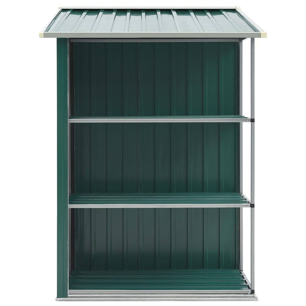 Abri de jardin cabane cabanon maison de stockage remise extérieur hangar outils robuste avec étagère 205 x 130 x 183 cm fer vert - Image 4