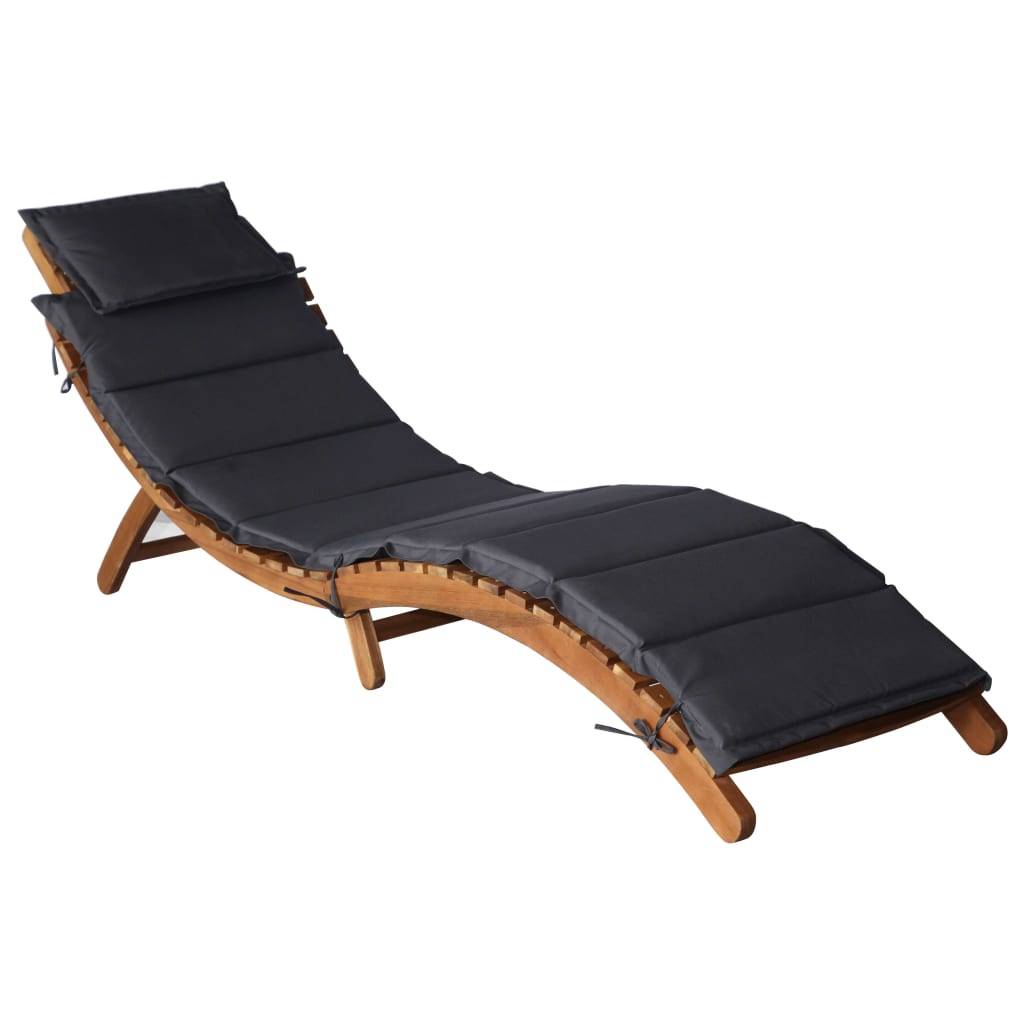 Helloshop26 - Chaises longues transat et coussins 2 pièces gris foncé bois massif acacia - Imagen 2