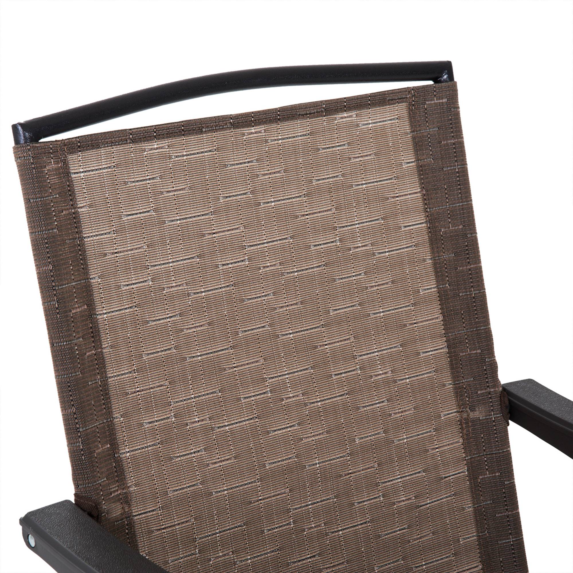 ComfortXL - Salon de jardin 3 pièces métal et verre pour balcon pliable inclinable chocolat - ComfortXL Outdoor Living - Image 10
