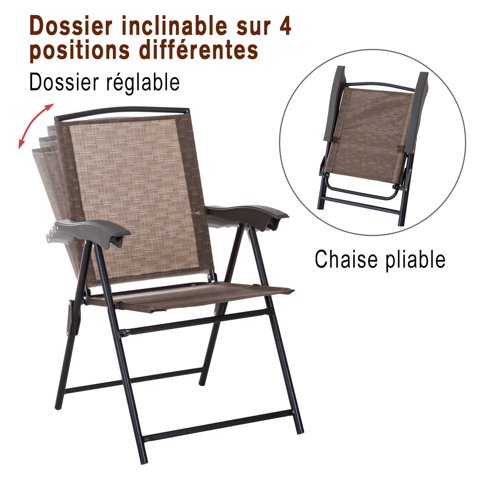 ComfortXL - Salon de jardin 3 pièces métal et verre pour balcon pliable inclinable chocolat - ComfortXL Outdoor Living - Image 7