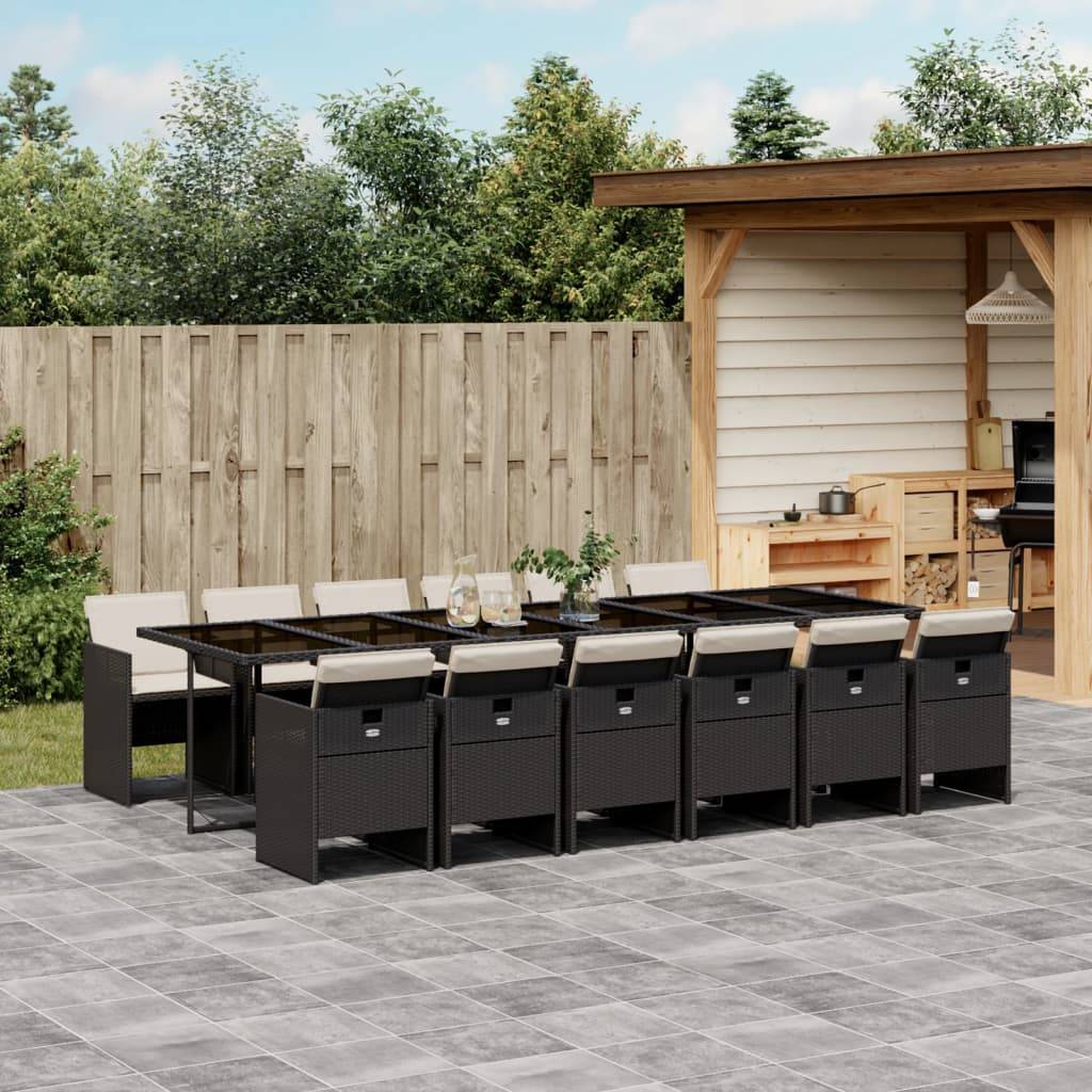 Grande Table de Jardin 330cm et 12 Chaises Encastrables en Résine Tressée Noire, pour 12 Personnes – ComfortXL Outdoor Living