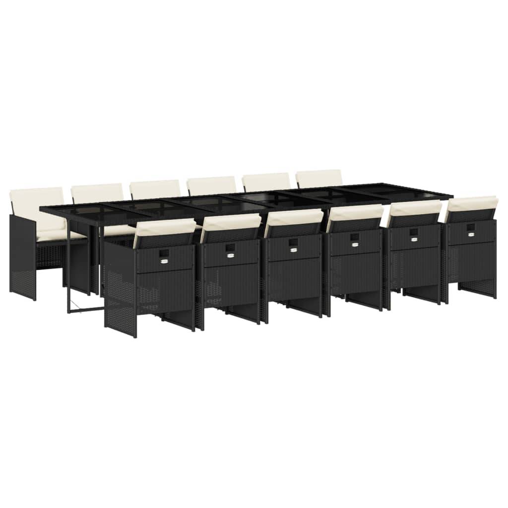 Grande Table de Jardin 330cm et 12 Chaises Encastrables en Résine Tressée Noire, pour 12 Personnes – ComfortXL Outdoor Living - Image 2