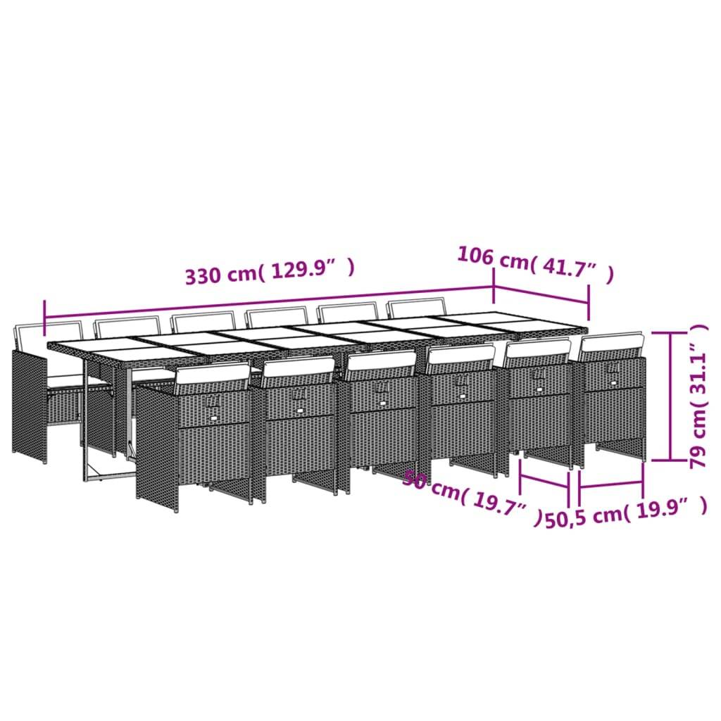 Grande Table de Jardin 330cm et 12 Chaises Encastrables en Résine Tressée Noire, pour 12 Personnes – ComfortXL Outdoor Living - Image 9