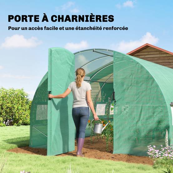 ComfortXL - Grande serre tunnel acier bâche PE jardin protection isolation 597x295x200cm vert - ComfortXL Outdoor Living - Image 8