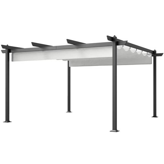 Tonnelle Pergola Aluminium Jardin Toit Rétractable 390x390cm Blanc - ComfortXL Outdoor Living - Image 1