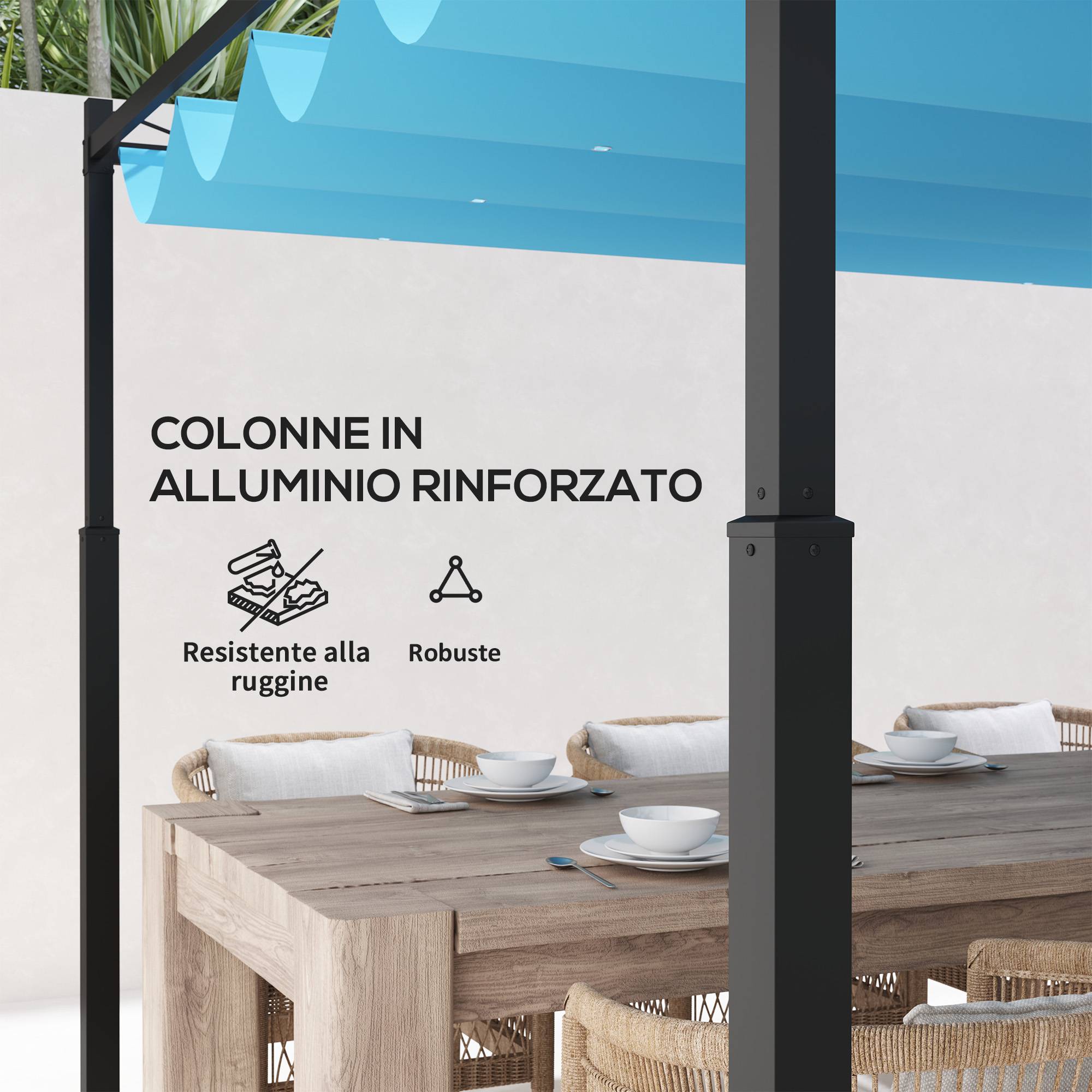 Tonnelle Pergola Aluminium Jardin Toit Rétractable 390x390cm Blanc - ComfortXL Outdoor Living - Image 7