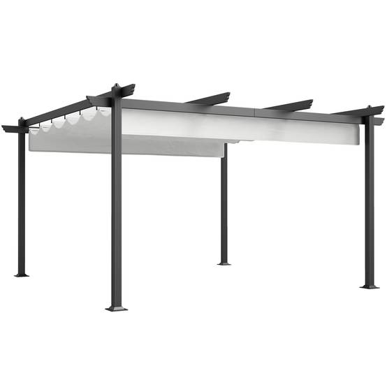 Tonnelle Pergola Aluminium Jardin Toit Rétractable 390x390cm Blanc - ComfortXL Outdoor Living - Image 2