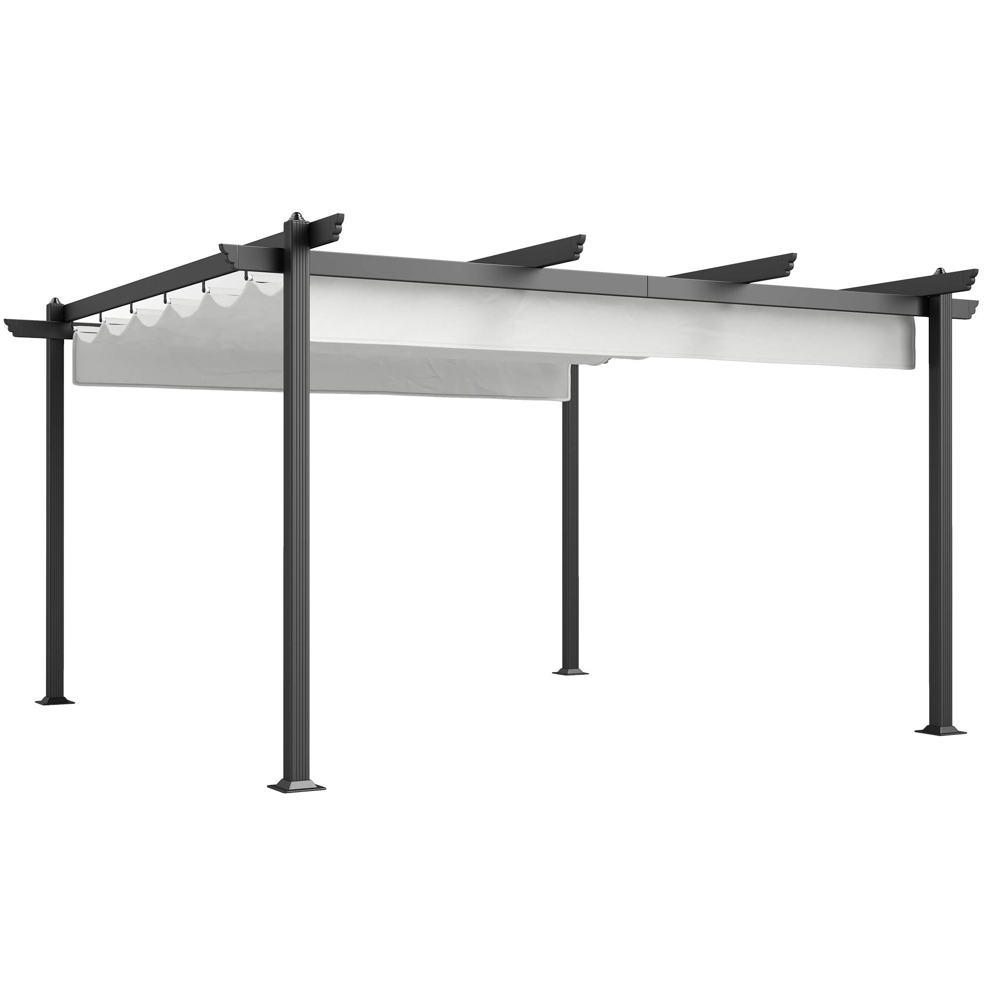 Tonnelle Pergola Aluminium Jardin Toit Rétractable 390x390cm Blanc - ComfortXL Outdoor Living - Image 2