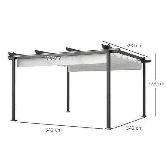 Tonnelle Pergola Aluminium Jardin Toit Rétractable 390x390cm Blanc - ComfortXL Outdoor Living - Image 5