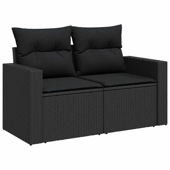 ComfortXL - Salon de jardin modulable 7 places noir résine tressée et bois table et accoudoirs – ComfortXL Outdoor Living - Image 6