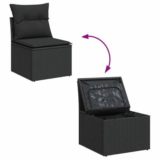 ComfortXL - Salon de jardin modulable 7 places noir résine tressée et bois table et accoudoirs – ComfortXL Outdoor Living - Image 7
