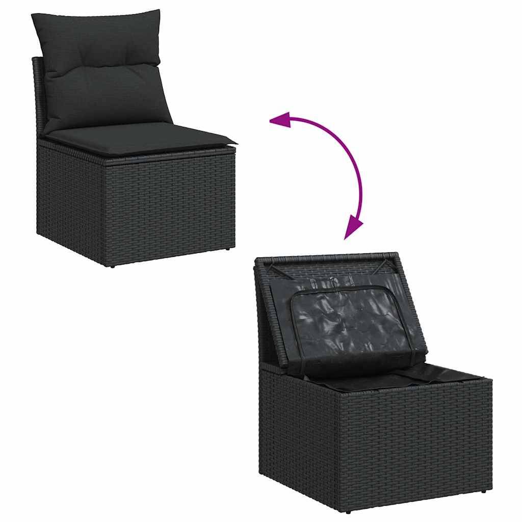 ComfortXL - Salon de jardin modulable 7 places noir résine tressée et bois table et accoudoirs – ComfortXL Outdoor Living - Image 7