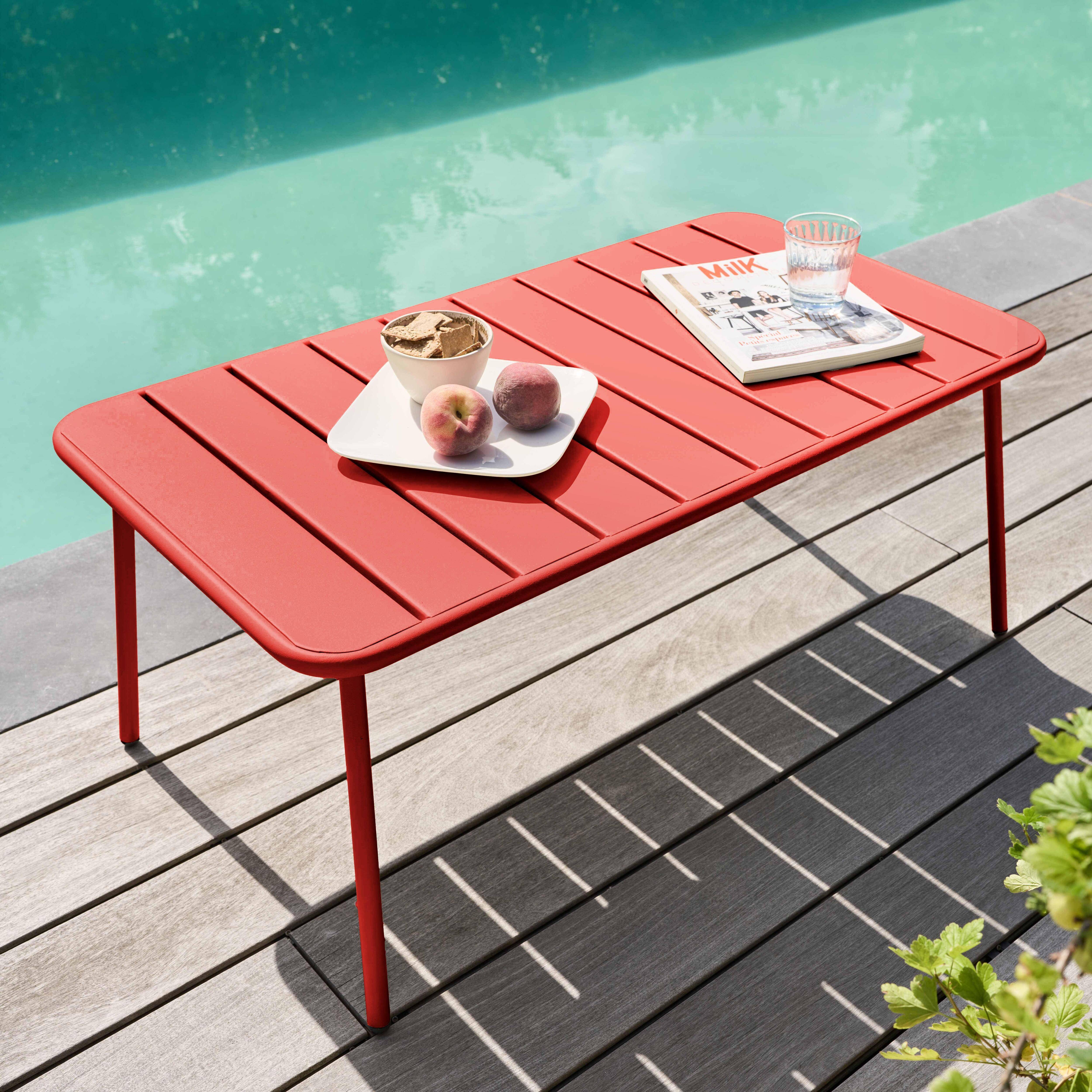 Oviala - Table basse de jardin acier rouge 90 x 50 cm Palavas - Oviala - Imagen 2