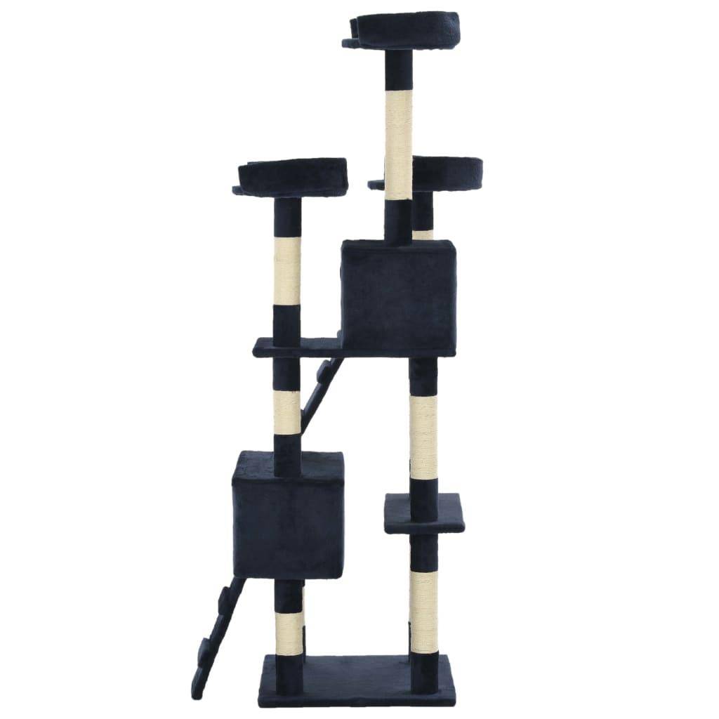 Helloshop26 - Arbre à chat griffoir grattoir niche jouet animaux peluché en sisal 170 cm bleu - Imagen 4